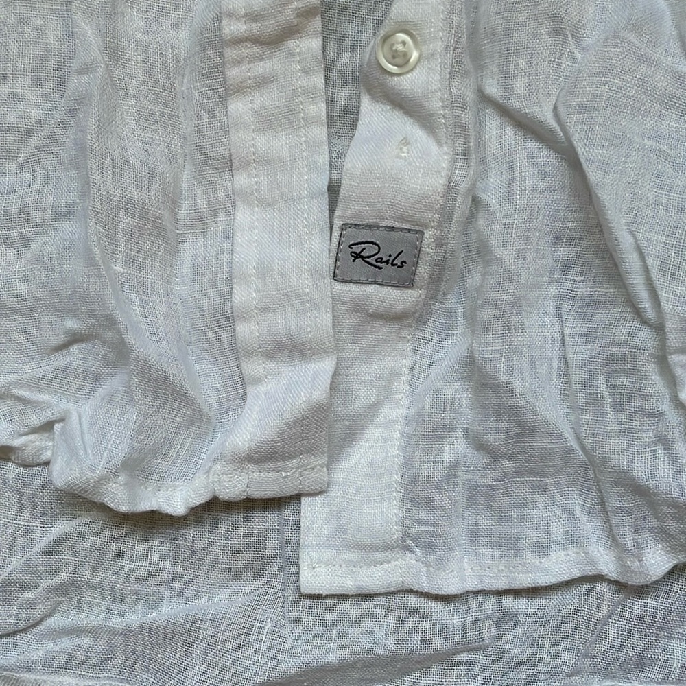 Rails Button Down White Shirt With Weaved Stars (… - image 2